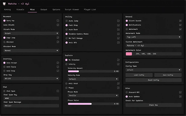 Matcha misc tools interface preview